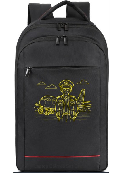 Line Pilot ve Uçak Temalı Sırt Çantası Pilot - Havacı - Uçak Tutkunu Hediye