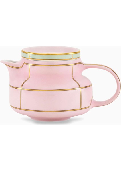 Retro Tarzda Colonna Çaydanlık Porselen 770ML Şık Altın Detaylı