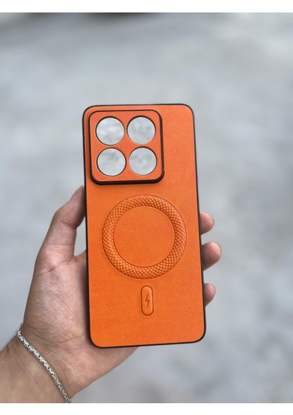 Xiaomi Mi 14T Pro Uyumlu Magsafe Özellikli Deri Görünümlü Silikon Kılıf
