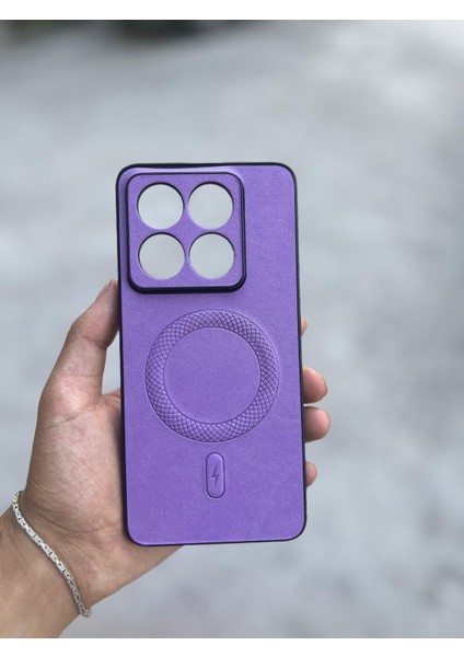 Xiaomi Redmi Note 14 Pro 5g Uyumlu Magsafe Özellikli Deri Görünümlü Silikon Kılıf