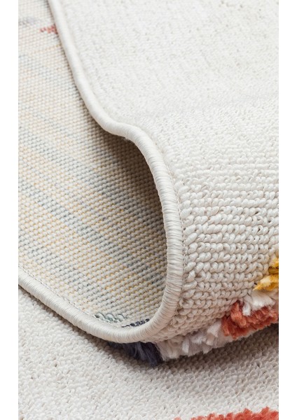 Mavi Geometrik Etnik Modern Desenli Hav Vermeyen Leke Tutmayan Kolay Temizlenen Yumuşak Makine Salon Yolluk Mutfak Halı