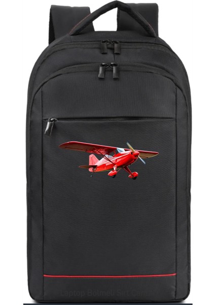 Kırmızı Pervaneli Uçak Sırt Çantası Pilot - Havacı - Uçak Tutkunu Hediye
