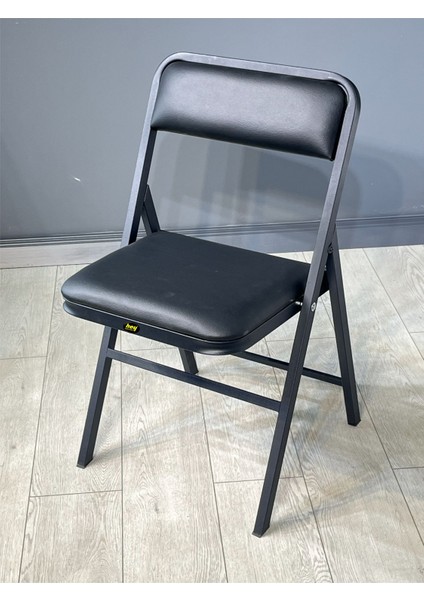 Buse Çalışma Masası Ofis Bilgisayar Masası + Katlanır Sandalyeli 103 cm Metal Siyah Ayak fırsatları