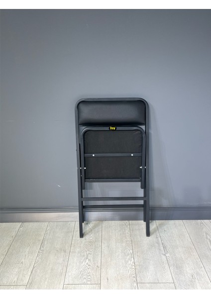 Buse Çalışma Masası Ofis Bilgisayar Masası + Katlanır Sandalyeli 103 cm Metal Siyah Ayak