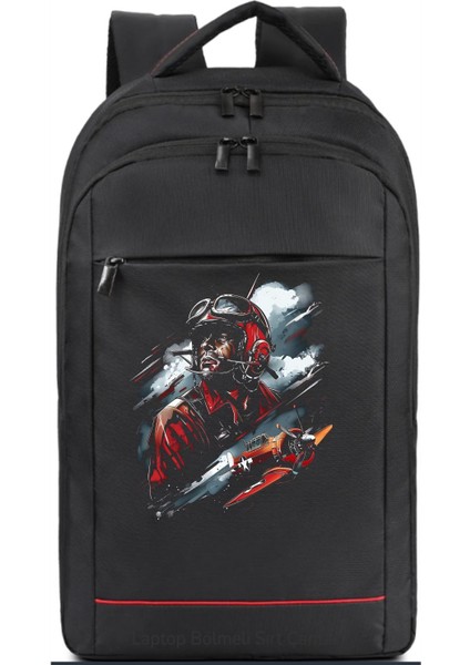 Klasik Uçak ve Pilot Temalı Sırt Çantası Pilot - Havacı - Uçak Tutkunu Hediye