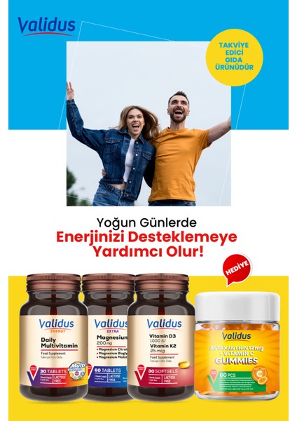 Günlük Enerji Desteği- Daily Multivitamin - Magnesium- D3 - K2 - Vitamin C