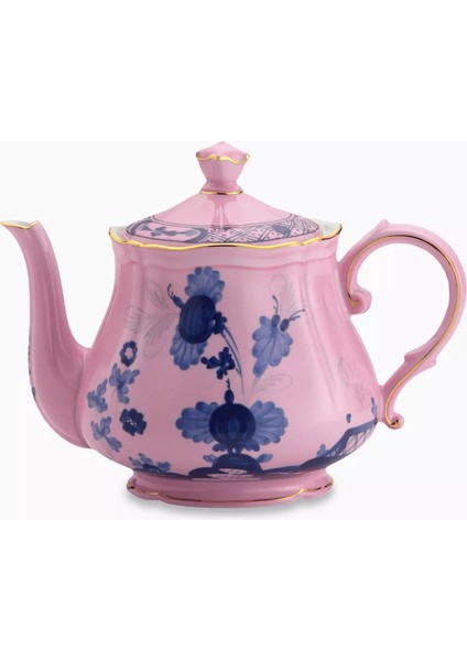 Beyaz Çaydanlık Porselen 680ML Oriente Italiano Koleksiyonu Şık Desen Kapaklı