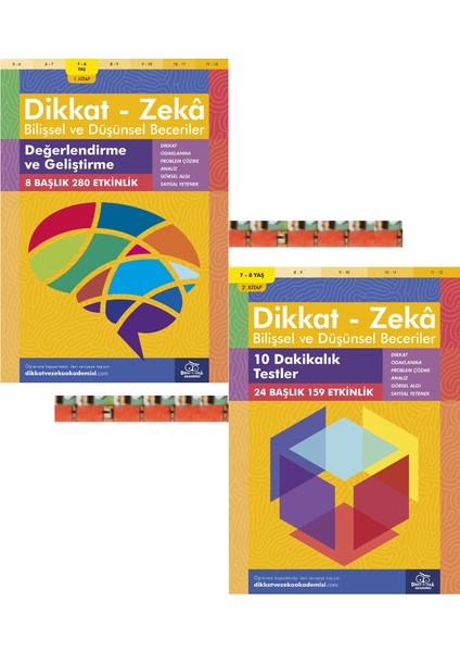 Değerlendirme ve Geliştirme (7-8yaş)-Dikkat Zeka, 10 Dakikalık Testler (7-8 Yaş)-Dikkat Zeka(2kitap)