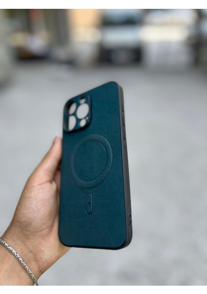 iphone 15 Pro Max Uyumlu Magsafe Özellikli Deri Görünümlü Silikon Kılıf modelleri