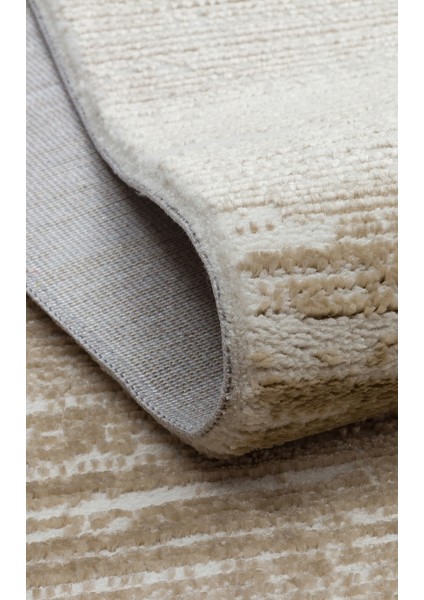 Bej Modern Etnik Desenli Poliproplen Hav Vermeyen Leke Tutmayan Kolay Temizlenen Yumuşak Makine Salon Yolluk Mutfak Halı