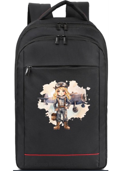 Kız Çocuk Pilot Retro Sırt Çantası Pilot - Havacı - Uçak Tutkunu Hediye