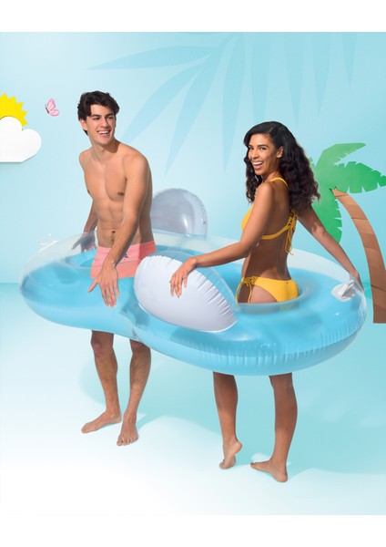 Çift Kişilik Yastıklı Koltuk Simit - Çift Taraflı Şişme Koltuk Simit - Şişme Yastıklı Lounge 198X117 Cm.