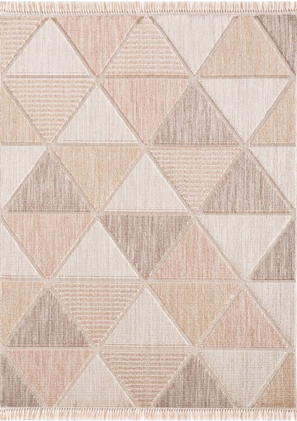 Kamakshi Geometrik Bej Polyester Dikdörtgen Modern Desenli Akrilik Hav Vermeyen Leke Tutmayan Kolay Temizlenen Yumuşak Makine Salon Yolluk Mutfak Halı