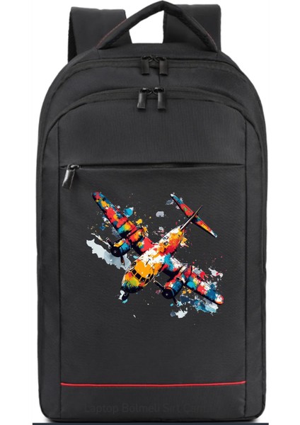 Renkli Uçak Temalı Sırt Çantası Pilot - Havacı - Uçak Tutkunu Hediye