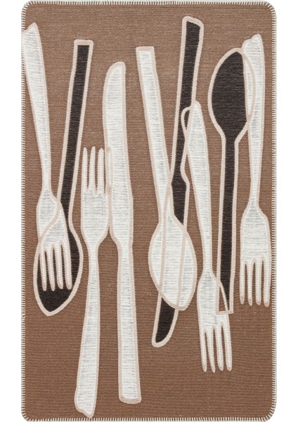 Sardinia Kahverengi Modern Etnik Desenli Pamuk Hav Vermeyen Leke Tutmayan Kolay Temizlenen Yumuşak Makine Salon Yolluk Mutfak Halı