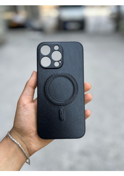 iphone 16 Pro Uyumlu Magsafe Özellikli Deri Görünümlü Silikon Kılıf