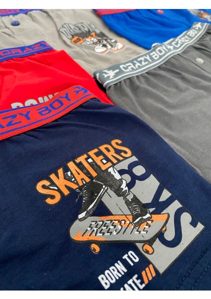 Erkek Çocuk Likralı Boxer 6'lı Paket-Renkli