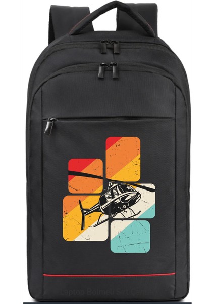 Helicopter Temalı Sırt Çantası Pilot - Havacı - Uçak Tutkunu Hediye