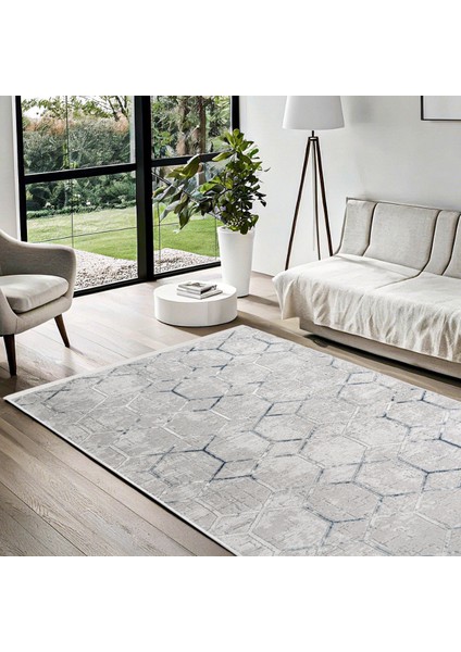 Gri Geometrik Etnik Modern Desenli Pamuk Makinada Yıkanabilir Hav Toz Vermez Leke Tutmayan Kaymaz Taban Dijital Makine Baskı Salon Yolluk Mutfak Halı modelleri