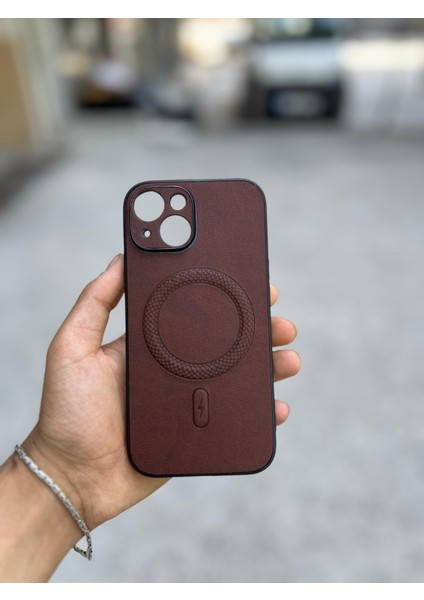 Samsung Galaxy S25 Ultra Uyumlu Magsafe Özellikli Deri Görünümlü Silikon Kılıf