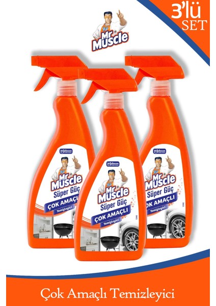 Süper Güç Çok Amaçlı Temizleyici 750 ml 3'lü Set