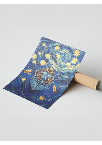 Çerçevesiz Poster, Yıldızlı Gece – Van Gogh Esintisi, Salon Dekoru Poster No: 110253 modelleri
