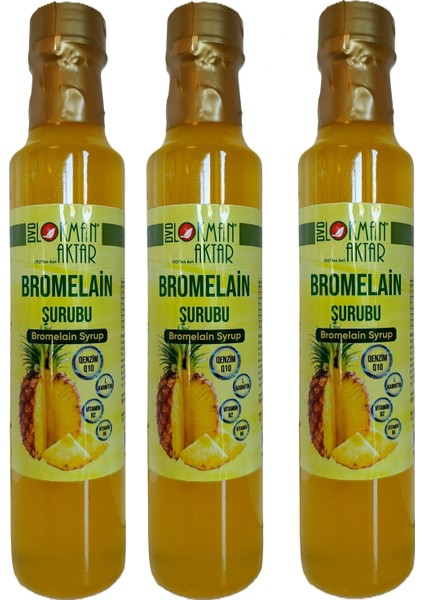 Bromelain Şurubu, Katkısız, Doğal, 250ML 3 Adet, DVD Lokman Aktar