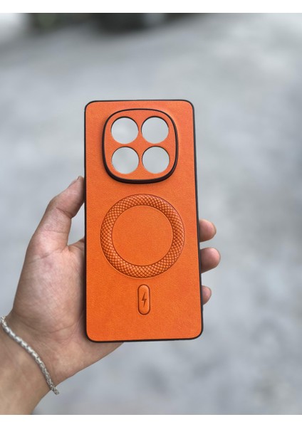 Xiaomi Redmi Note 14 Uyumlu Magsafe Özellikli Deri Görünümlü Silikon Kılıf