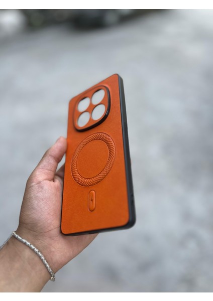Xiaomi Redmi Note 14 Uyumlu Magsafe Özellikli Deri Görünümlü Silikon Kılıf modelleri