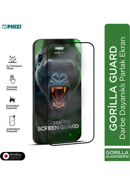 Gorilla Guard iPhone 14 Pro Max Kırılmaz Cam – Hd Temperli, Tekrar Yapışabilir, Suyla Temizlenebilir, Anti-Statik, Süper Kavisli Ekran Koruyucu