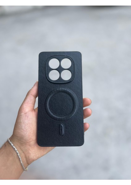 Xiaomi Redmi Note 14 Uyumlu Magsafe Özellikli Deri Görünümlü Silikon Kılıf