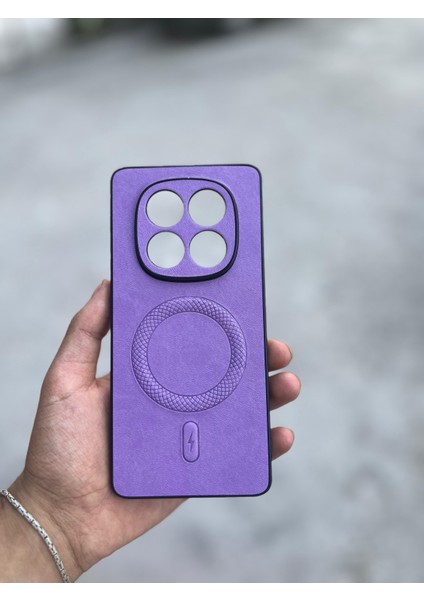 Xiaomi Redmi Note 14 Uyumlu Magsafe Özellikli Deri Görünümlü Silikon Kılıf