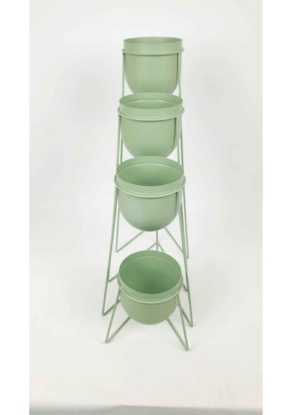 Ayaklı Metal Orkide Çiçek Saksılığı Dörtlü Mint Yeşili fiyatları