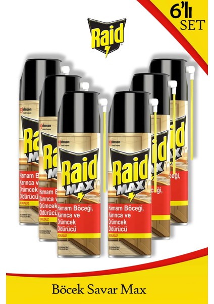 Böceksavar Max Hamamböceği, Örümcek ve Karıncalara Karşı Etkili 300 ml x 6 Adet