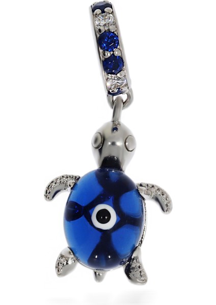 Kadın Nazar Boncuğu Detay Kaplumbağa Model Gümüş Charm