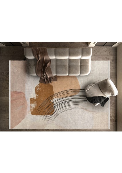 Modern Bej Pamuk Dikdörtgen Modern Desenli Pamuk Makinada Yıkanabilir Hav Toz Vermez Leke Tutmayan Kaymaz Taban Dijital Makine Baskı Salon Yolluk Mutfak Halı fiyatları