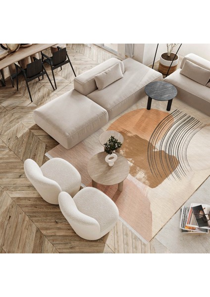 Modern Bej Pamuk Dikdörtgen Modern Desenli Pamuk Makinada Yıkanabilir Hav Toz Vermez Leke Tutmayan Kaymaz Taban Dijital Makine Baskı Salon Yolluk Mutfak Halı modelleri