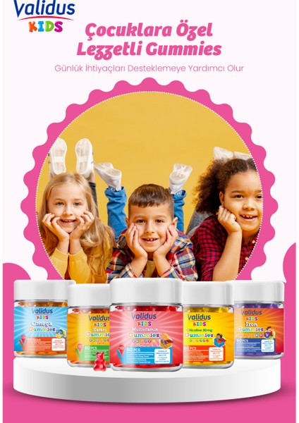 Kids Gummies Set - Multivitamin - Citicoline - Safari - Demir - Omega 3