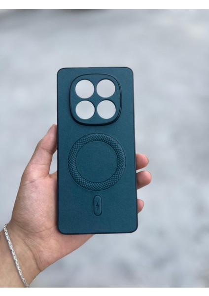 Xiaomi Redmi Note 14 Uyumlu Magsafe Özellikli Deri Görünümlü Silikon Kılıf