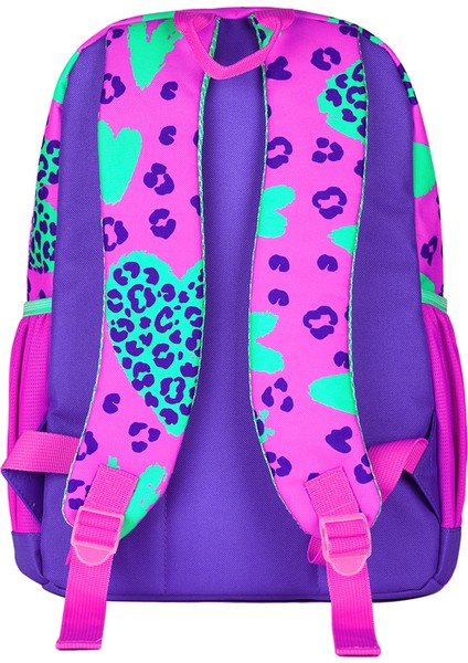 Leopar Kalp Desenli Kız Çocuk Ilkokul Sırt Çantası 1004 modelleri