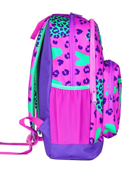 Leopar Kalp Desenli Kız Çocuk Ilkokul Sırt Çantası 1004