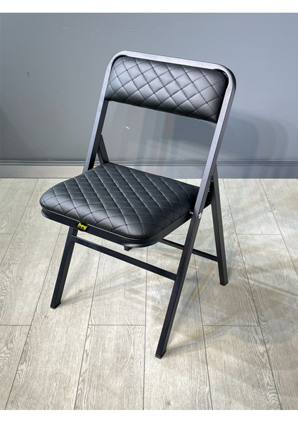Buse Çalışma Masası Ofis Bilgisayar Masası + Katlanır Sandalyeli 103 cm Metal Siyah Ayak fırsatları
