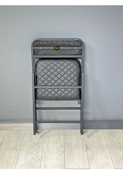 Buse Çalışma Masası Ofis Bilgisayar Masası + Katlanır Sandalyeli 103 cm Metal Siyah Ayak
