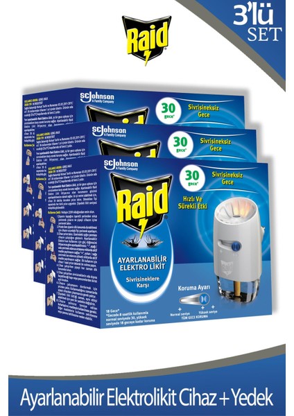 Ayarlanabilir Elektrolikit 30 Gece Cihaz + Yedek x 3 Adet