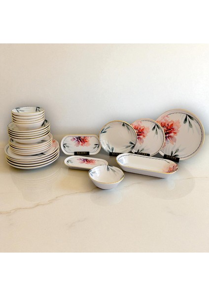 Glore Asya Charlotte Altın Yaldızlı Yemek Takımı 27 Parça