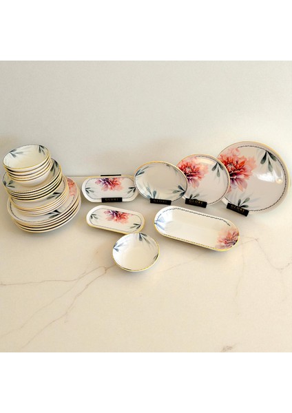 Glore Asya Charlotte Altın Yaldızlı Yemek Takımı 27 Parça modelleri