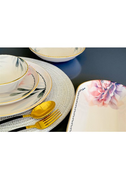 Glore Asya Charlotte Altın Yaldızlı Yemek Takımı 27 Parça fırsatları