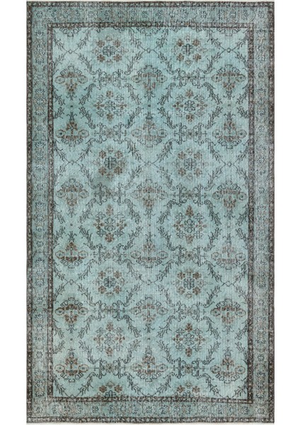 Atina Mavi Eskitme Yün Modern Desenli Yün Hav Toz Vermez Leke Tutmayan Salon Yolluk Mutfak El Dokuma Halı