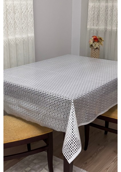 Decorecor Lüks Silinebilir Hijyenik Hasır Desen Şeffaf Kaplama Pvc Muşamba Masa Örtüsü 043-W
