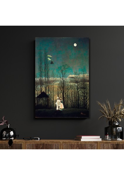 Tekli Dikey Kanvas Tablo Ünlü Eserler Henri Rousseau Carnival Evening